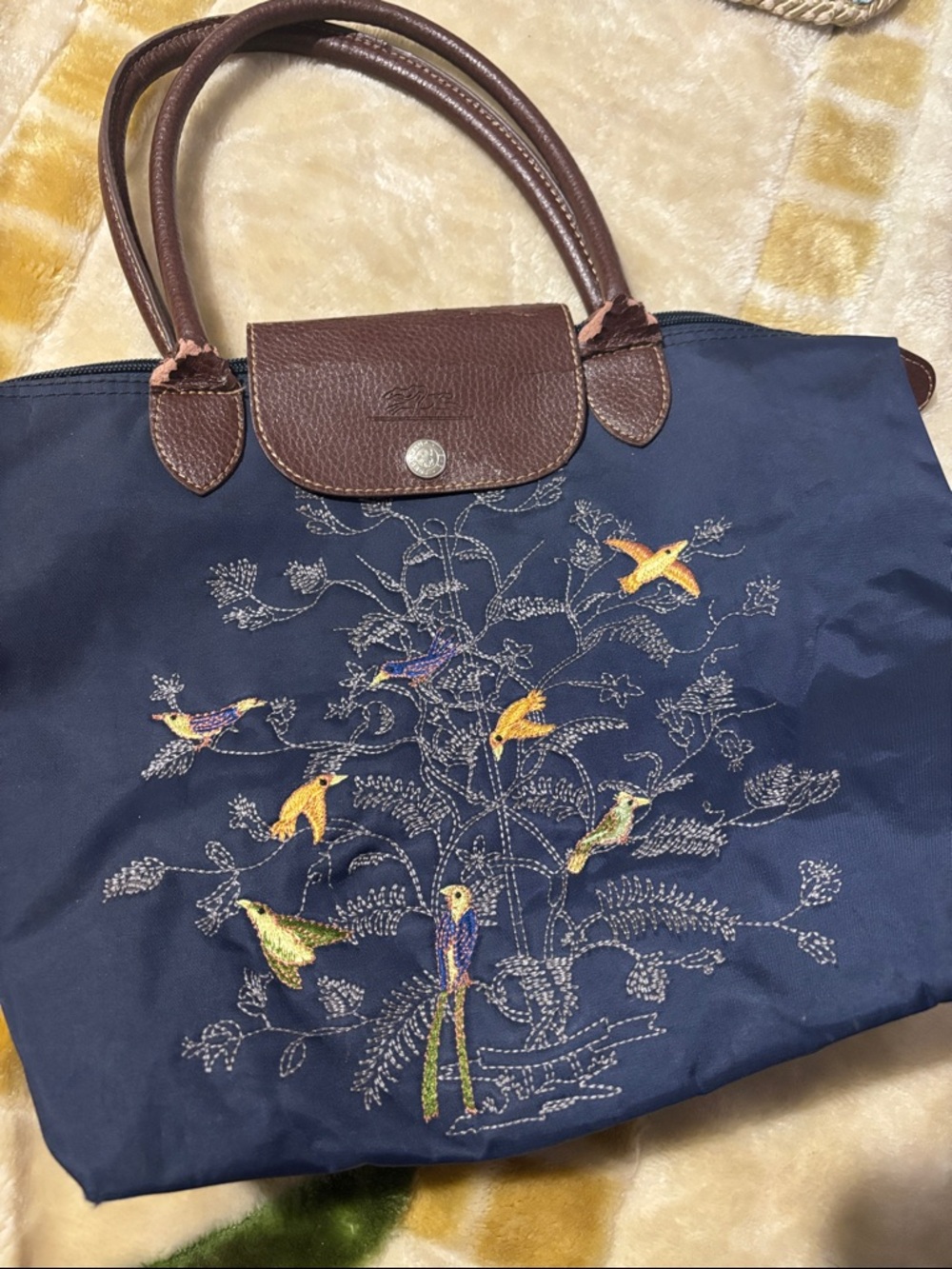 Longchamp Limitee Edition Embroidered Tote Bag